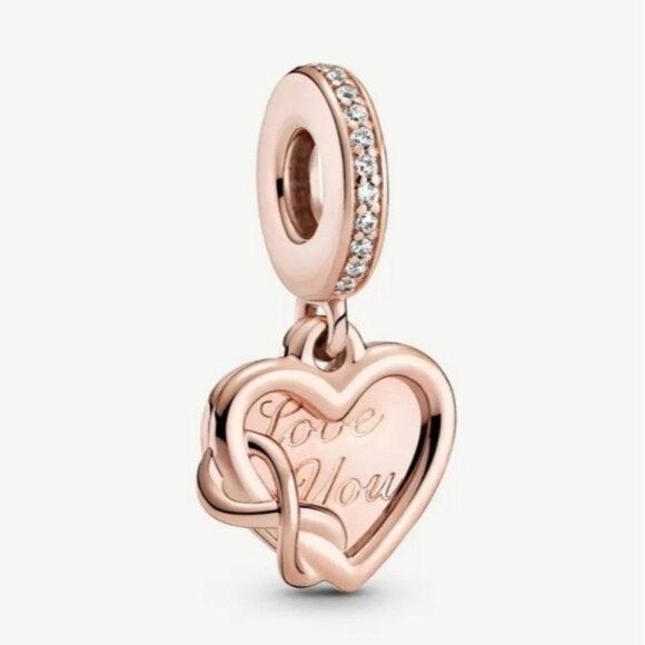 Love You Infinity Heart Dangle Charm - Picture 1 of 10